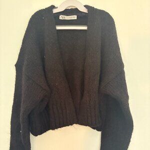 Black Zara cropped cardigan sweater size small